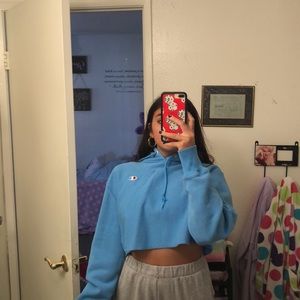 Blue Champion Cropped hoodie